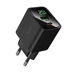 Мережевий зарядний пристрій HOCO CS83A Excellent PD20W+QC3.0 Charger with digital display(EU) Чорний