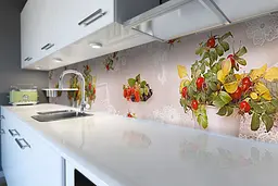 Кухонний фартух Осінні Ягоди вінілова наклейка ПВХ квіти натюрморт Бежевий 60х200 см Happy Pocket Z180823