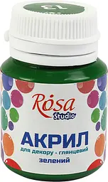 Акрил для декору Rosa Studio 20мл глянцевий зелений 21013/2592