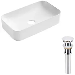 Комплект Qtap Tern: Раковина накладна прямокутна 610x350x135 мм WHITE + Донний клапан PU02 (QT17112270WN47304)