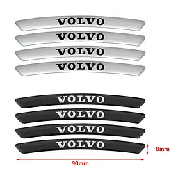 Емблема обода колеса Volvo 4 шт Алюміній наклейка на диски на скотчі Чорні - мініатюра 3