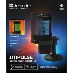 Ігровий стрім мікрофон Defender Impulse GMC 400 USB RGB 2.0 м (64240) - мініатюра 4