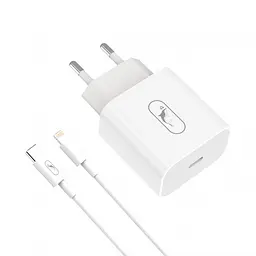 Мережевий зарядний пристрій SkyDolphin SC38T (USB TYPE-Cx2.4A) White + кабель Lightning (MZP-000182) - мініатюра 2