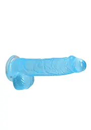 Фалоімітатор Realrock Dildo 6" блакитний з мошонкою - мініатюра 5