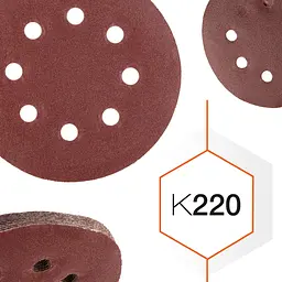 Шліфувальний круг Polax на липучці самозачіпній 125 мм, К220, з отворами (54-220) - мініатюра 6
