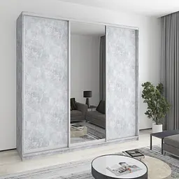 Шафа-купе тридверна MebelStar Уні AL 2ДСП/Дзеркало 240x60x240 см Бетон (MBS-1966)