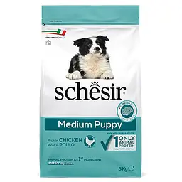 Сухий монопротеїновий корм Schesir Dog Medium Puppy Шезір для цуценят середніх порід з куркою 3 кг (ШСЩСК3)