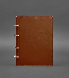 Шкіряний блокнот на кільцях (софт-бук) 9.0 з твердою коричневою обкладинкою