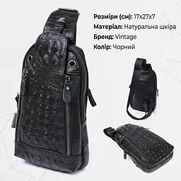 Молодіжна шкіряна чоловіча сумка через плече Vintage 20671 чорна - мініатюра 3