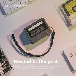 Чохол Elago Cassette Tape Case Black for AirPods Pro 2nd Gen сірий (EAPP2TAPE-BK+STR-BK) - мініатюра 5