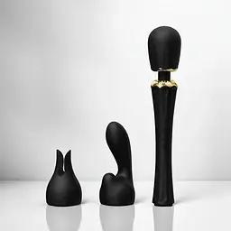 Вібромасажер із насадками Zalo Kyro Wand Obsidian Black - мініатюра 2