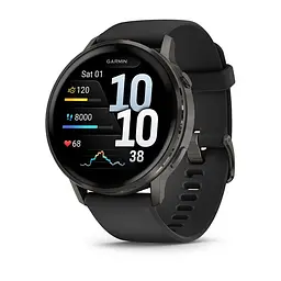 Смарт-годинник Garmin Venu 4 45 мм Slate з чорним силіконовим ремінцем