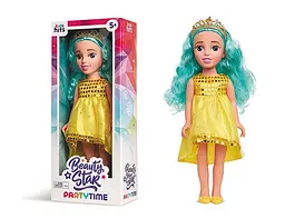 Декоративна лялька Beauty Star з бірюзовим волоссям та жовтою сукнею (KH40/004)