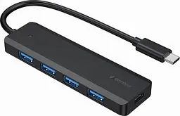 Хаб USB Gembird UHB-CM-U3P4P-01, чорний, Type-C 3.1 - 4xUSB 3.1, кабель 15 см