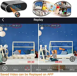 WiFi камера-годинник, 1080P HD, з нічним баченням та детекцією руху, відеоспостереження - мініатюра 6