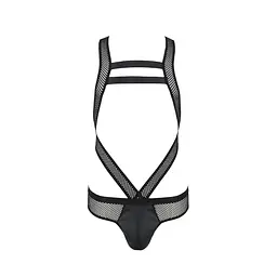 Чоловіче еротичне сітчасте боді Passion 045 VICTOR L/XL Black, екошкіра, сітка - мініатюра 5