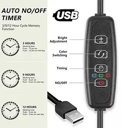 Фітолампа USB для росту рослин на 4 лампи гнучка світлодіодна LED фіто лампа повного спектру професійна 4 гілки на прищіпці світильник для кімнатних квітів орхідей розсади лед фітолампа на чотири фітосвітильника для підсвічування та регулювання яскравості - мініатюра 6