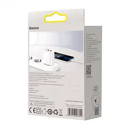 Мережевий зарядний пристрій Baseus Compact Quick Charger 2USB + 1Type-C 30W CCXJ-E02 White - мініатюра 5