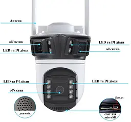 Вулична WiFi IPкамера Besder XM56  9Мп  3 об'єктиви Zoom 6-кратний  IcSee - мініатюра 2
