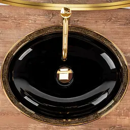 Умивальник Rea Margot 52x40 black gold (REA-U8978) - мініатюра 4