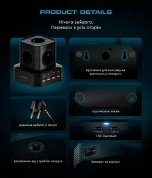 Мережевий зарядний пристрій ArmorStandart Resolute Power ARP- 544 100W GaN 2m Black (ARM73177) - мініатюра 13