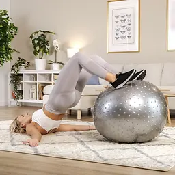 Фітбол масажний Hop-Sport 65см сріблястий + насос - мініатюра 6