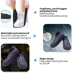 Бахіли на взуття силіконові з застібкою LVR 016 L 38-42 Black (17554) - мініатюра 4