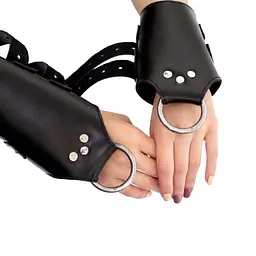 Манжети для підвішування за руки Art of Sex Kinky Hand Cuffs For Suspension з натуральної шкіри, чорні - мініатюра 7