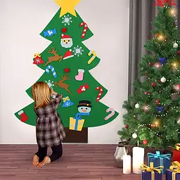 Дитяча ялинка з іграшками з фетру на стіну 95 х 70 см Chrismas Free - мініатюра 2
