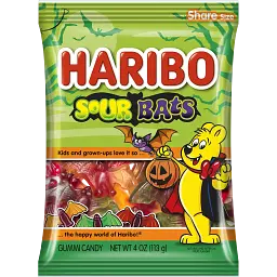 Жувальні цукерки у формі кажанів Haribo Sour Bats Gummy Candy 113г