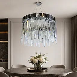 Підвісна люстра Artlight P809/600CH на 9 ламп E14 з прозорими скляними підвісами