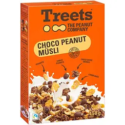 Шоколадні арахісові мюслі Treets Choco Peanut Musli 450 г