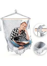 Крісло-гамак Outtec Boho підвісне сірий - мініатюра 5