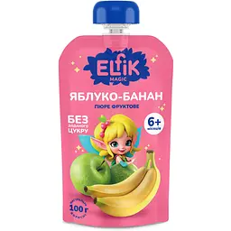 Пюре фруктове Elfik Magic Яблуко-банан 100 г 9 шт.