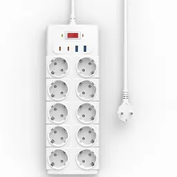 Подовжувач S008 Power Strip PD20W (2USB-A/2C/10xSocket) (2 m) White Wiwu teh0029516 - мініатюра 2