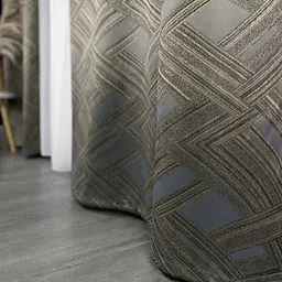 Жакардові штори "геометрія" блідо-синього кольору 2шт. 150х270 з білим шифоновим тюлем 400х270, на т ALBO pbe0052586 - мініатюра 3