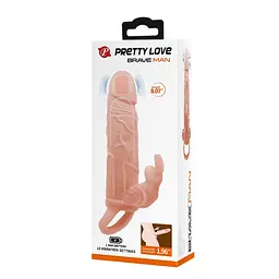 Подовжуюча насадка на пеніс із вібрацією Pretty Love Brave Man Vibro Extension Flesh - мініатюра 8