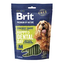 Ласощі для собак Brit Premium Dental Snacks M для середніх порід з колагеном і спіруліною 180 г (8595602573950) - мініатюра 1