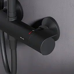 Душова система з термостатом Am.Pm X-Joy верхній душ 220 мм black F0785A422, Чорний матовий - мініатюра 6