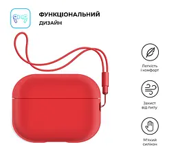Силіконовий чохол для навушників Apple AirPods Pro 2 2022, Silicone Case with straps, червоний, захисний чохол з ремінцем, ультратонкий і легкий, повний захист, з підвіскою, м"який силікон, ArmorStandart (ARM68614) - мініатюра 2