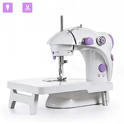Портативна міні швейна машинка зі столиком та педаллю біла Mini Sewing SM202A