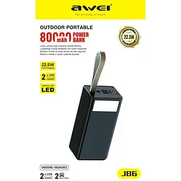 Зовнішній акумулятор Power Bank Awei J86 80000mAh - мініатюра 2