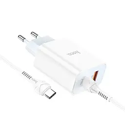 Блок зарядний пристрій Hoco C97A на 2 порти 1 USB + 1Type-C 20 W з кабелем Type-C to Type-C - мініатюра 7