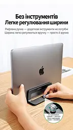Вертикальная подставка для ноутбука UGREEN LP258 с регулировкой ширины 12–26 мм для устройств толщиной менее 26 мм с настройкой без инструментов с пазами для кабелей с силиконовой защитой от скольжения и царапин с открытой конструкцией для вентиляции чёрная (25706) - миниатюра 3