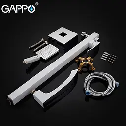 G3007-8 Змішувач для ванни підлоговий короткий гусак білий/хром Ø35 Gappo Jacob 1/3, Білий - мініатюра 7