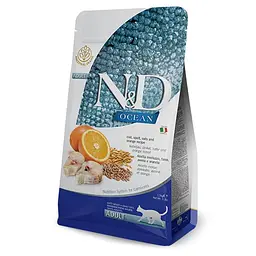 Сухий корм Farmina N&D Low Grain Ocean Cat Adult низькозерновий з тріскою та апельсином для дорослих кішок 1.5 кг