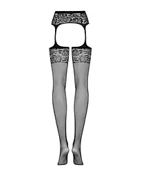 Сітчасті панчохи-стокінги з імітацією гартерів Obsessive Garter stockings S500S/M/L, чорні - мініатюра 5