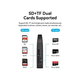 Зчитувач флеш-карт Vention USB 3.0 to SD+TF Black Dual Drive Letter (CLGB0) - мініатюра 4