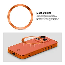 Чехол-накладка для Apple iPhone 14 Pro, Replica MagSafe, оранжевый, противоударный защитный чехол с магнитным кольцом MagSafe, защита всего корпуса, TPU+PC, зеркальный, выступающий бортик вокруг экрана, ArmorStandart (ARM76215) - мініатюра 4