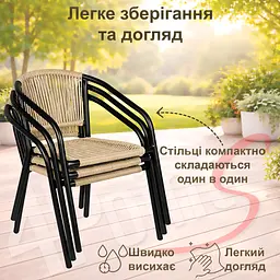 Комплект садових меблів 4Points Salina-4 круглий стіл ⌀90см з прозорою стільницею - мініатюра 7